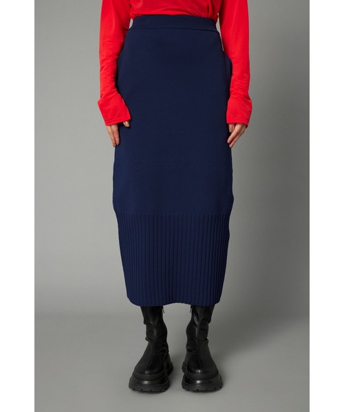 HeRIN.CYE(ヘリンドットサイ)の「2way slit knit skirt 2ウェイスリットニットスカート(スカート・レディース・レッド/ライトブルー/ネイビー・FREE)」の2枚目の写真