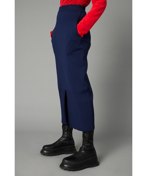 HeRIN.CYE(ヘリンドットサイ)の「2way slit knit skirt 2ウェイスリットニットスカート(スカート・レディース・レッド/ライトブルー/ネイビー・FREE)」の8枚目の写真