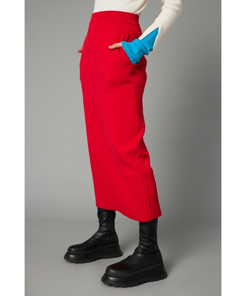 HeRIN.CYE(ヘリンドットサイ)の「2way slit knit skirt 2ウェイスリットニットスカート(スカート・レディース・レッド/ライトブルー/ネイビー・FREE)」の12枚目の写真