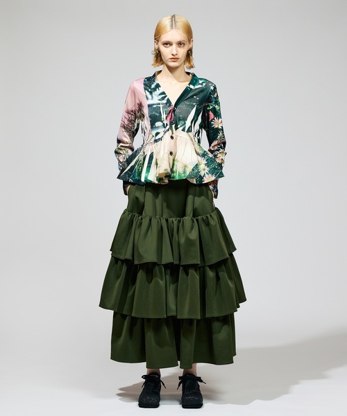 NON TOKYO(ノントーキョー)の「DIRECT PRINT RIB GATHER CARDIGAN(カーディガン/ボレロ・レディース・オレンジ/マルチ・FREE)」の5枚目の写真