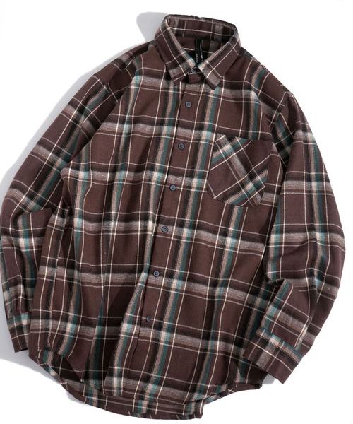 おしゃれスタ(オシャレスタ)の「Vintage-like check flannel shirt/ヴィンテージライク レギュラーカラー フランネル シャツ(シャツ/ブラウス・メンズ・ホワイト/ネイビー/ブラウン/レッド/ブラック/ベージュ/オレンジ・M/L/XL)」の3枚目の写真