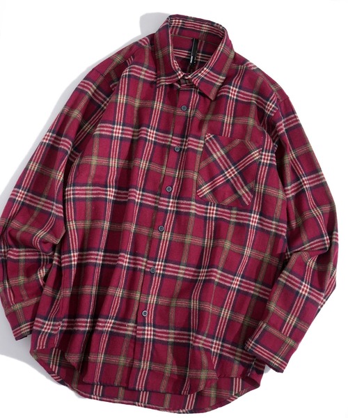 おしゃれスタ(オシャレスタ)の「Vintage-like check flannel shirt/ヴィンテージライク レギュラーカラー フランネル シャツ(シャツ/ブラウス・メンズ・ホワイト/ネイビー/ブラウン/レッド/ブラック/ベージュ/オレンジ・M/L/XL)」の6枚目の写真