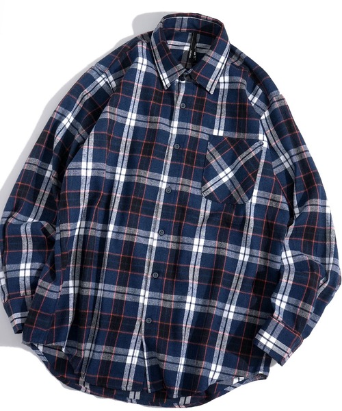おしゃれスタ(オシャレスタ)の「Vintage-like check flannel shirt/ヴィンテージライク レギュラーカラー フランネル シャツ(シャツ/ブラウス・メンズ・ホワイト/ネイビー/ブラウン/レッド/ブラック/ベージュ/オレンジ・M/L/XL)」の7枚目の写真