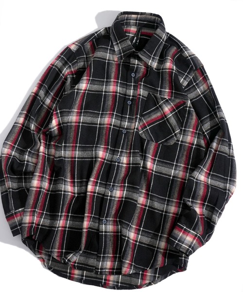 おしゃれスタ(オシャレスタ)の「Vintage-like check flannel shirt/ヴィンテージライク レギュラーカラー フランネル シャツ(シャツ/ブラウス・メンズ・ホワイト/ネイビー/ブラウン/レッド/ブラック/ベージュ/オレンジ・M/L/XL)」の2枚目の写真