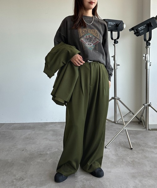 apres jour mignon（アプレジュールミニョン）の「アソートゆるストレートパンツ【SET UP可能】【ZOZOTOWN限定アイテム】（その他パンツ・レディース・ブラック/グレー系その他/カーキ/ブラウン系その他/ベージュ・SMALL/MEDIUM/X-LARGE）」の6枚目の写真