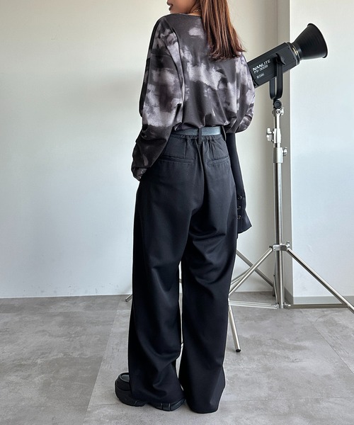 【新品未使用】B.T.S.J. ストレートパンツ S 黒/緑 セール】［size SHORT/TALLあり］ホームスパン ストレート パンツ