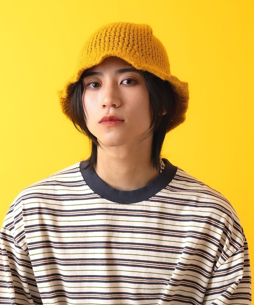 ◆MICHAA ニットブロックパッド セール】an meets zakka ボーダーファーニットハット / メンズ