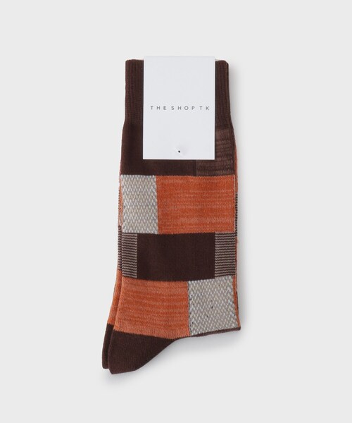 THE SHOP TK (ザ ショップ ティーケー )の「◆パッチワークデザインソックス(ソックス/靴下・メンズ・ネイビー/ブラウン系その他/オリーブ/チャコールグレー/オフホワイト・00)」の3枚目の写真