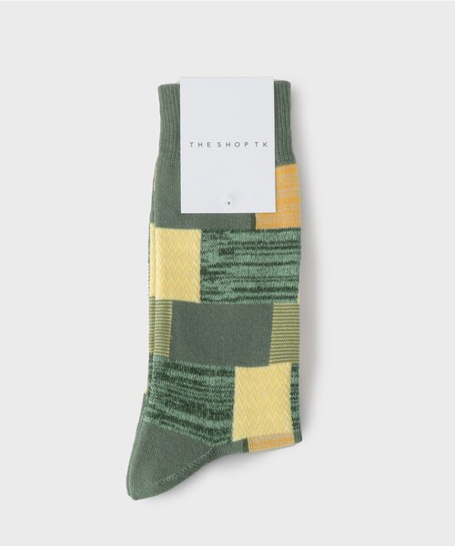 THE SHOP TK (ザ ショップ ティーケー )の「◆パッチワークデザインソックス(ソックス/靴下・メンズ・ネイビー/ブラウン系その他/オリーブ/チャコールグレー/オフホワイト・00)」の4枚目の写真