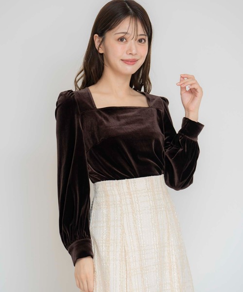 NOELA（ノエラ）の「スクエアネックベロアカットソー（Tシャツ/カットソー・レディース・ブラック/ブラウン・フリー）」の9枚目の写真