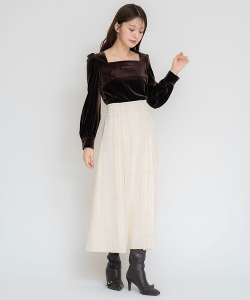 NOELA（ノエラ）の「スクエアネックベロアカットソー（Tシャツ/カットソー・レディース・ブラック/ブラウン・フリー）」の13枚目の写真