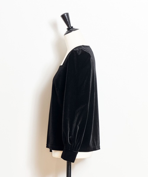 NOELA（ノエラ）の「スクエアネックベロアカットソー（Tシャツ/カットソー・レディース・ブラック/ブラウン・フリー）」の16枚目の写真