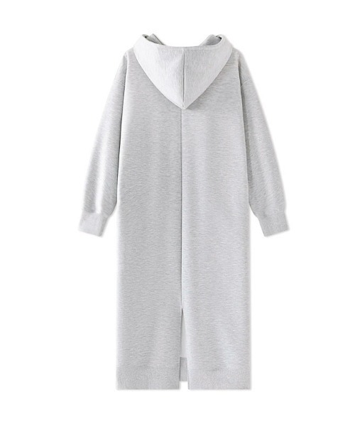 セール】ハーフジップ パーカーワンピース ポケット付き / スリット