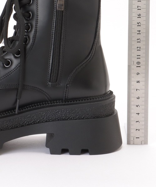 セール】レザー調 厚底 レースアップ ショート ブーツ（ブーツ