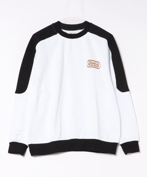 【セール】RVCA レディース STATION TRACK CREW トレーナー/ルーカロゴショルダー切り替えバックプリントクルーネックスウェットトレーナー（スウェット）｜RVCA（ルーカ）