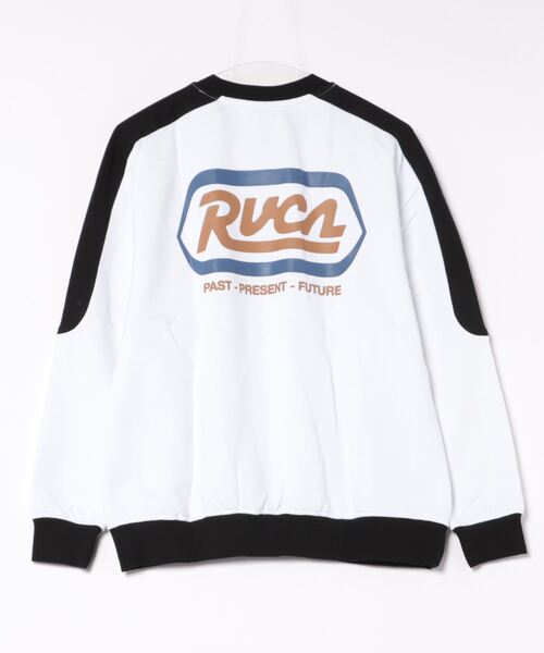 【セール】RVCA レディース STATION TRACK CREW トレーナー/ルーカロゴショルダー切り替えバックプリントクルーネックスウェットトレーナー（スウェット）｜RVCA（ルーカ）