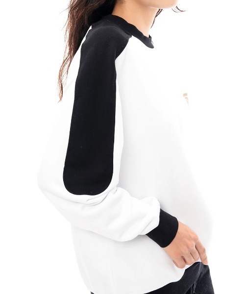 【セール】RVCA レディース STATION TRACK CREW トレーナー/ルーカロゴショルダー切り替えバックプリントクルーネックスウェットトレーナー（スウェット）｜RVCA（ルーカ）