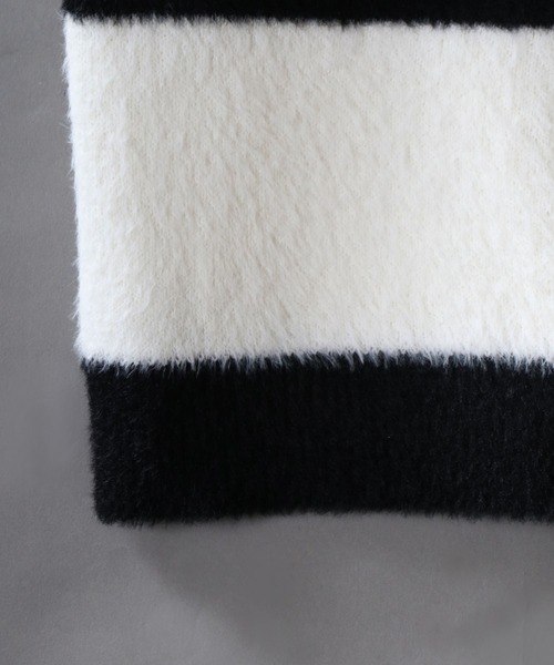 SITRY（シトリー）の「Feather Yarn Thick Stripe Knit Pullover/オーバーサイズ フェザーヤーン ボーダー ニット セーター（ニット/セーター・メンズ・レッド系その他/ホワイト系その他/ブルー系その他/ブラック系その他・L/M）」の7枚目の写真