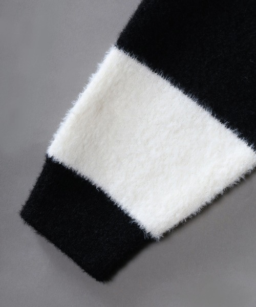 SITRY（シトリー）の「Feather Yarn Thick Stripe Knit Pullover/オーバーサイズ フェザーヤーン ボーダー ニット セーター（ニット/セーター・メンズ・レッド系その他/ホワイト系その他/ブルー系その他/ブラック系その他・L/M）」の8枚目の写真