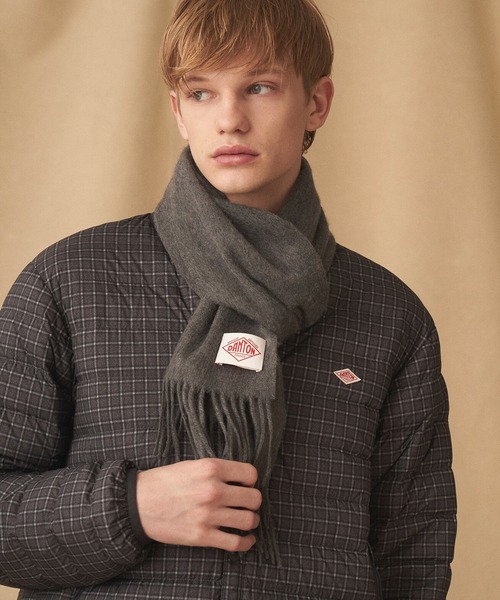 DANTON WOOL CASHMERE MUFFLER グレー DANTON ダントン カシミヤウールマフラー グレー カシミヤ混