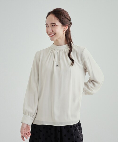 DRESKIP（ドレスキップ）の「◆あったか裏地 ハイネックブラウス【SHOO WARM】（シャツ/ブラウス・レディース・ナチュラル/ホワイト系3/グリーン系/ネイビー系・04/03/02）」の15枚目の写真