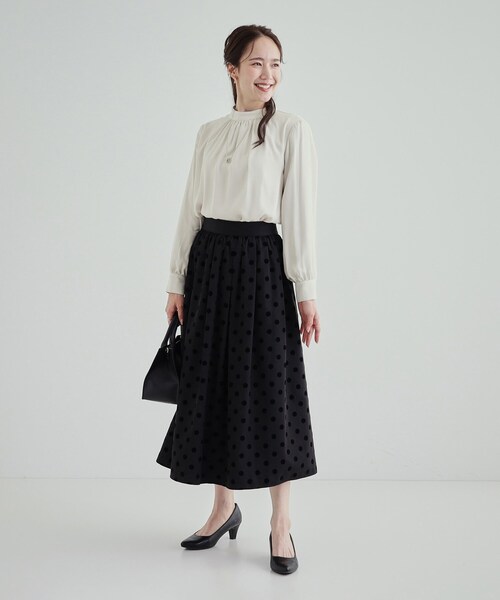 DRESKIP（ドレスキップ）の「◆あったか裏地 ハイネックブラウス【SHOO WARM】（シャツ/ブラウス・レディース・ナチュラル/ホワイト系3/グリーン系/ネイビー系・04/03/02）」の17枚目の写真