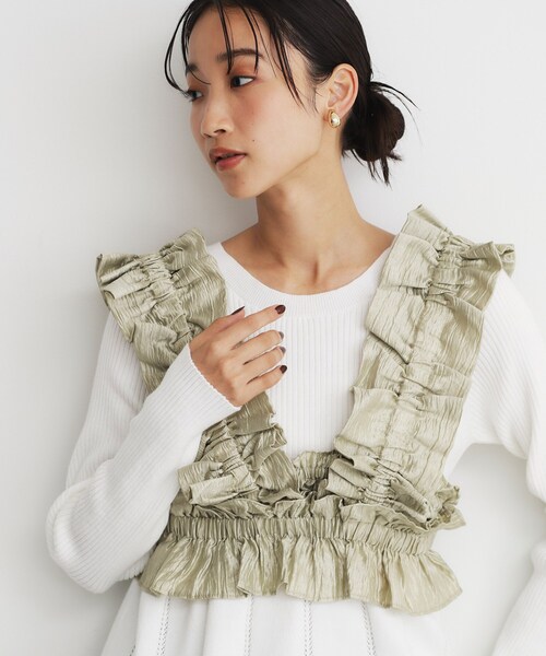 THE SHOP TK (ザ ショップ ティーケー )の「◆ブライトフリルビスチェ(ベスト・レディース・ブラック/ベージュ・99)」の1枚目の写真