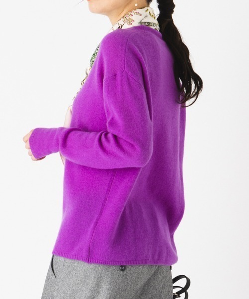 美品　アニオナ　カシミヤ100% 長袖ニット　セーター　Lサイズ　紫　ピンク 美品 アニオナ カシミヤ100% 長袖ニット セーター Lサイズ 紫 ピンク