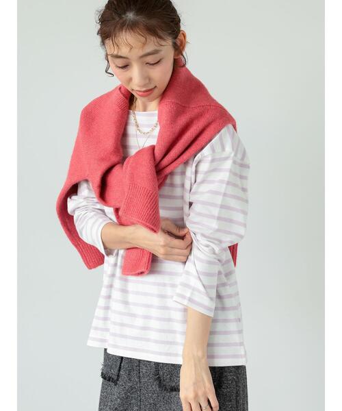 Lugnoncure（ルノンキュール）の「ボートネックボーダーワイドトップス（Tシャツ/カットソー・レディース・ベージュ/ネイビー/オフホワイト/ラベンダー・F）」の9枚目の写真