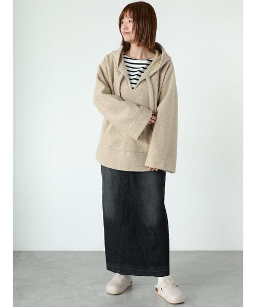 Lugnoncure（ルノンキュール）の「ボートネックボーダーワイドトップス（Tシャツ/カットソー・レディース・ベージュ/ネイビー/オフホワイト/ラベンダー・F）」の10枚目の写真