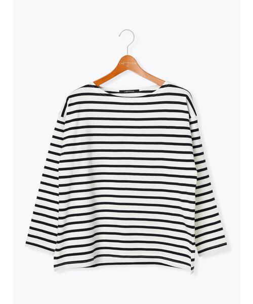 Lugnoncure（ルノンキュール）の「ボートネックボーダーワイドトップス（Tシャツ/カットソー・レディース・ベージュ/ネイビー/オフホワイト/ラベンダー・F）」の16枚目の写真