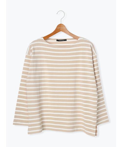 Lugnoncure（ルノンキュール）の「ボートネックボーダーワイドトップス（Tシャツ/カットソー・レディース・ベージュ/ネイビー/オフホワイト/ラベンダー・F）」の17枚目の写真