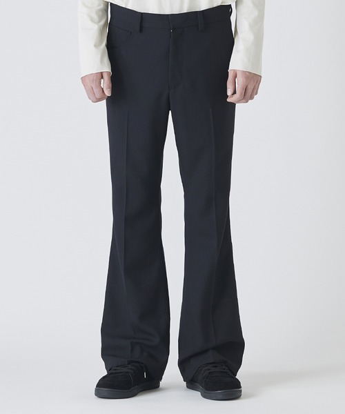 DIET BUTCHER（ダイエットブッチャー）の「DIET BUTCHER/ダイエットブッチャー Side line flared slim trouser フレアスラックス（スラックス・メンズ・ブラック/ホワイト×グレー・1/2）」の2枚目の写真