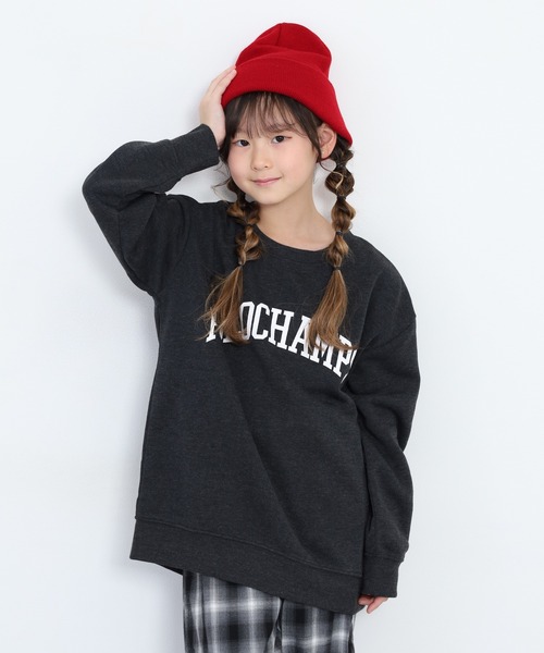 POLOCHAMPS(ポロチャンプス)の「POLOCHAMPS オーバーサイズ裏起毛トレーナー KIDS(スウェット・キッズ・杢グレー/ダークグリーン/チャコールアッシュ/ネイビー/グレイッシュベージュ/ブラック・140/150/160/110/120/130)」の2枚目の写真