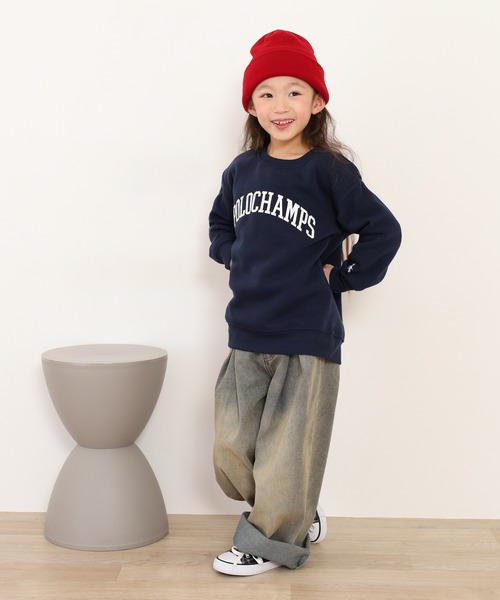 POLOCHAMPS(ポロチャンプス)の「POLOCHAMPS オーバーサイズ裏起毛トレーナー KIDS(スウェット・キッズ・杢グレー/ダークグリーン/チャコールアッシュ/ネイビー/グレイッシュベージュ/ブラック・140/150/160/110/120/130)」の21枚目の写真