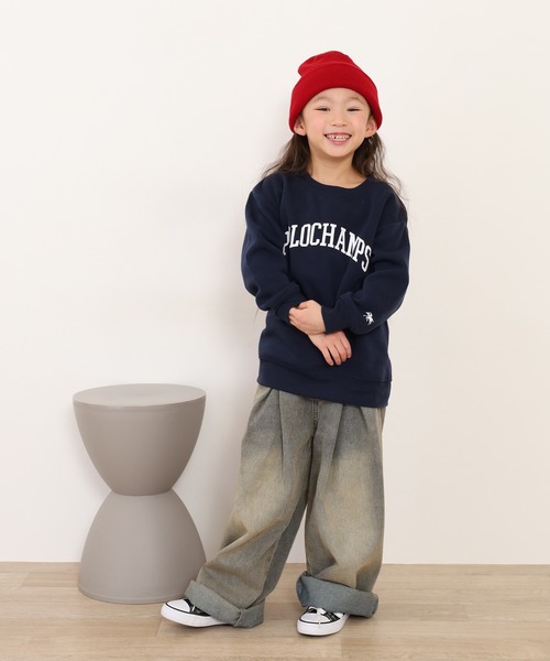 POLOCHAMPS(ポロチャンプス)の「POLOCHAMPS オーバーサイズ裏起毛トレーナー KIDS(スウェット・キッズ・杢グレー/ダークグリーン/チャコールアッシュ/ネイビー/グレイッシュベージュ/ブラック・140/150/160/110/120/130)」の20枚目の写真