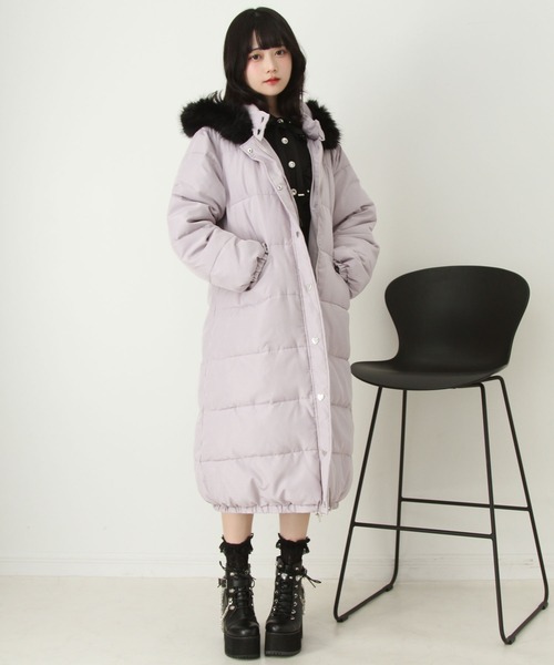 セール】ファー付きハートスタッズロングダウンコート（ダウン