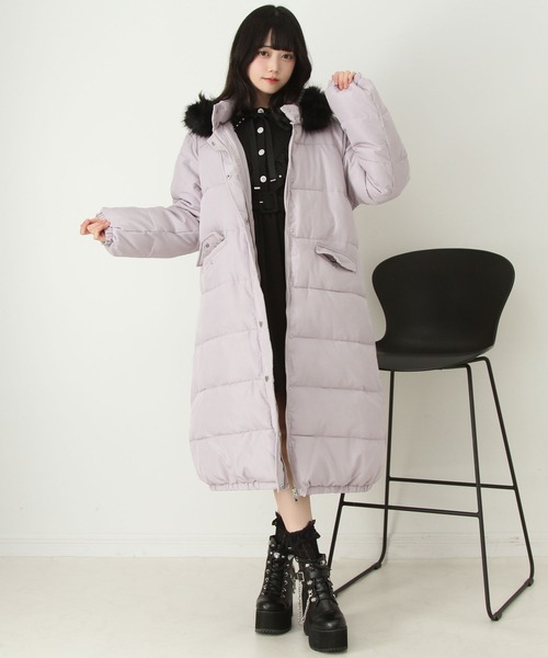 セール】ファー付きハートスタッズロングダウンコート（ダウン