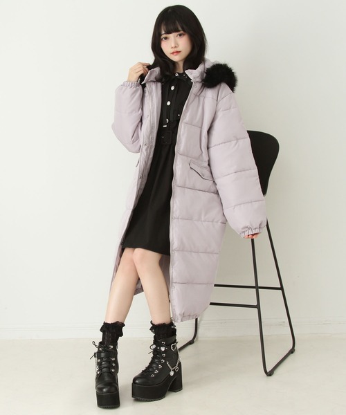 セール】ファー付きハートスタッズロングダウンコート（ダウン