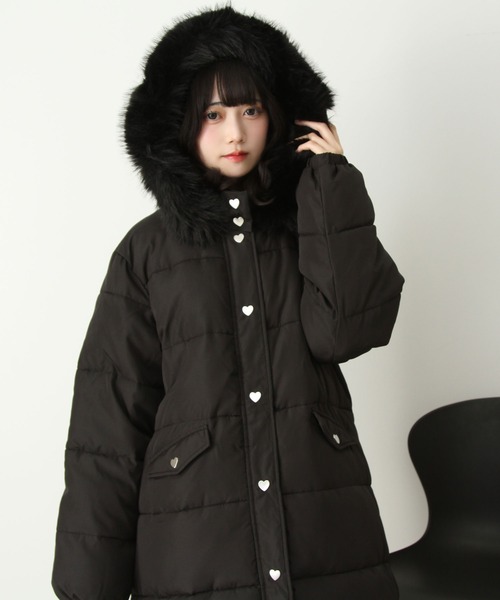 値下げ！美品　AIMER 黒 ダウン ロングコート ラビットファー付き 値下げ！美品AIMER 黒 ダウン ロングコート ラビットファー付き