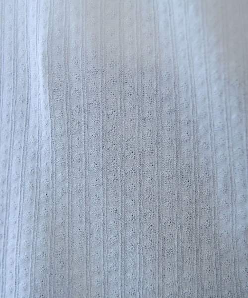 bulle de savon（ビュルデサボン）の「●強撚針抜ジャカード ハイネック半袖プルオーバー（Tシャツ/カットソー・レディース・サックスブルー/ブラック/ホワイト・FREE）」の20枚目の写真