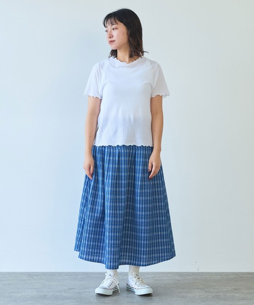 tシャツ 強撚針抜ジャカード ハイネック半袖プルオーバー レディース △強撚針抜ジャカード ハイネック半袖プルオーバー（Tシャツ
