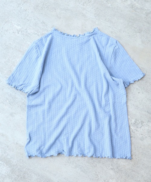 △強撚針抜ジャカード ハイネック半袖プルオーバー（Tシャツ