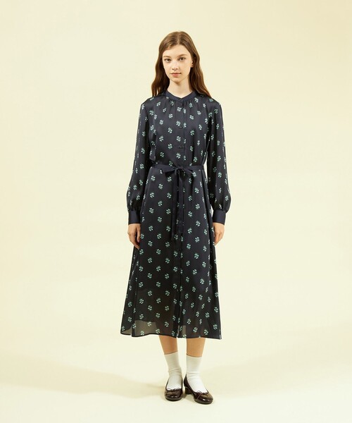 MACKINTOSH PHILOSOPHY(マッキントッシュ フィロソフィー)の「クロッカスプリントワンピース(ワンピース・レディース・ブラック/ダークネイビー・38/36)」の4枚目の写真