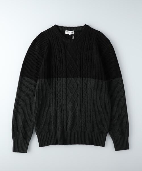 Right-on（ライトオン）の「Other(ソノタ)【メンズ】ケーブルバイカラークルー（ニット/セーター・メンズ・ブラック/ベージュ・M/L/XL）」の22枚目の写真