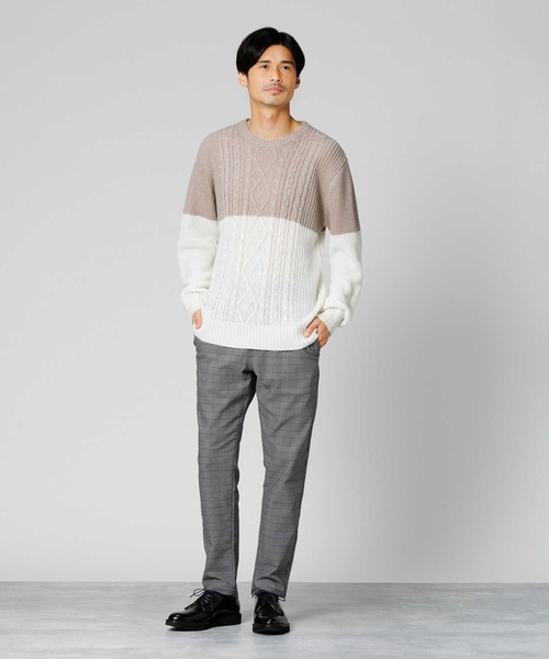 Right-on（ライトオン）の「Other(ソノタ)【メンズ】ケーブルバイカラークルー（ニット/セーター・メンズ・ブラック/ベージュ・M/L/XL）」の5枚目の写真