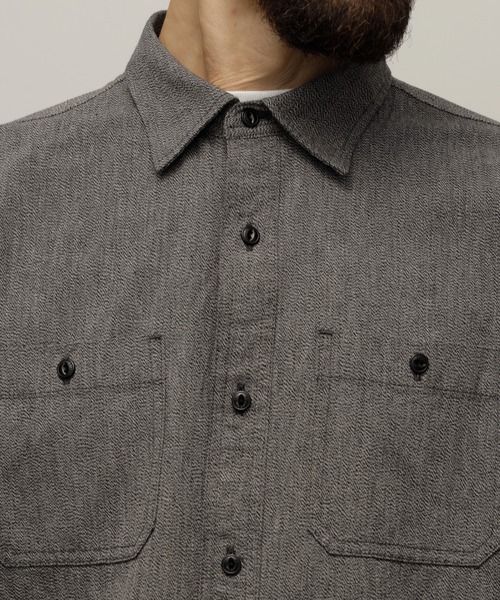 schott（ショット）の「Schott/ショット/COTTON COVERT SHIRT /コットン コバートシャツ（シャツ/ブラウス・メンズ・ネイビー/ブラック/ブラウン・XL/S/M/L/2XL）」の7枚目の写真