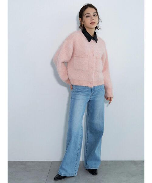 Te chichi(テチチ)の「シャギーニットジャケット(カーディガン/ボレロ・レディース・グレー/ピンク/ブラック・F)」の8枚目の写真