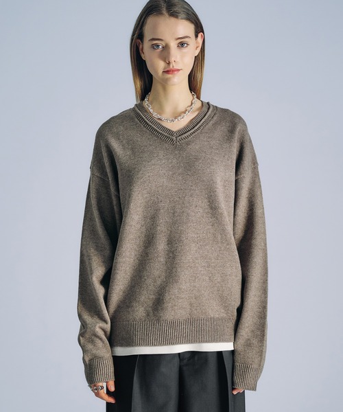 V-NECK MIDDLE GAUGE BASIC KNIT/Vネックミドルゲージベーシックニット