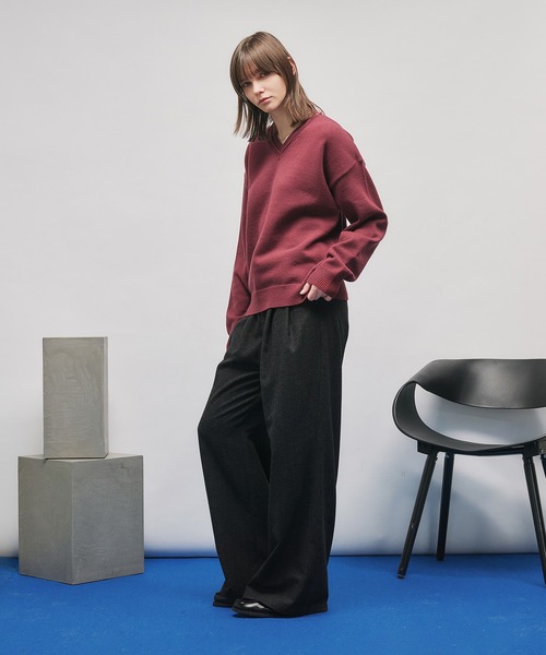V-NECK MIDDLE GAUGE BASIC KNIT/Vネックミドルゲージベーシックニット